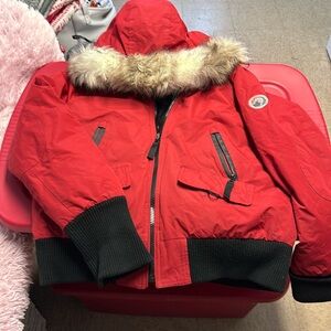 Women’s Halifax Traders Bomber winter jacket with fur trim hood.